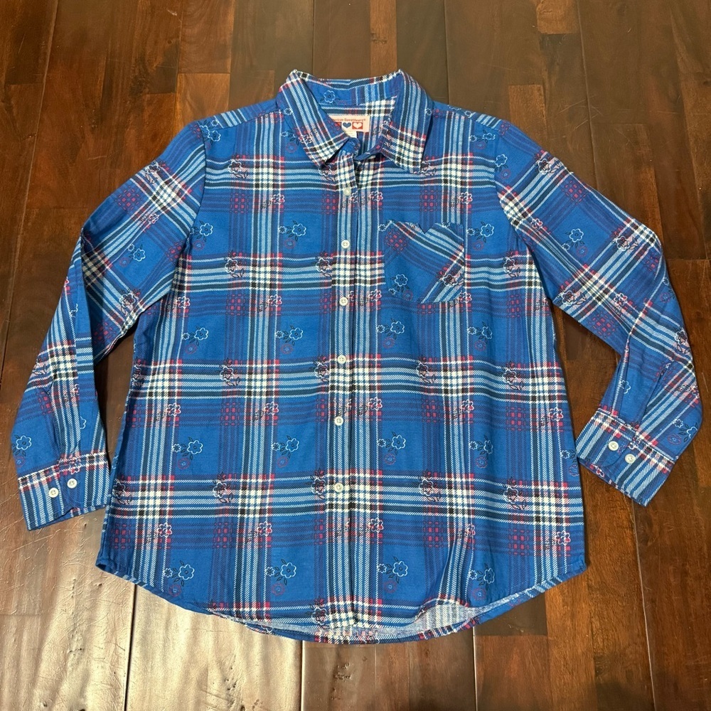Vintage American Sweetheart Long Sleeve Plaid Button Up Size Large
